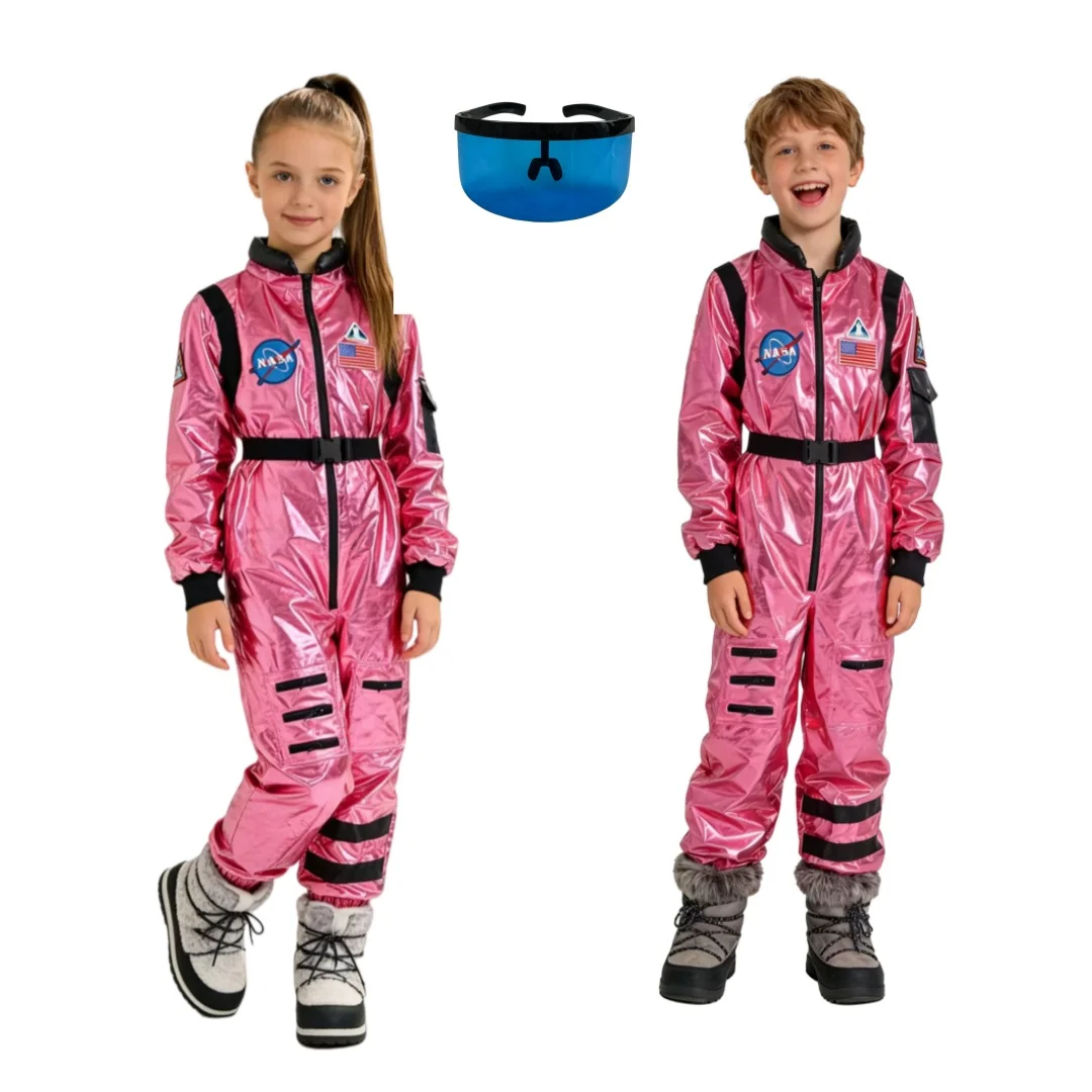 

Pink Space Suit Astronaut Robot Performance Costume Children's Day Halloween Outfit Red Blue Color Stage Performance Clothing