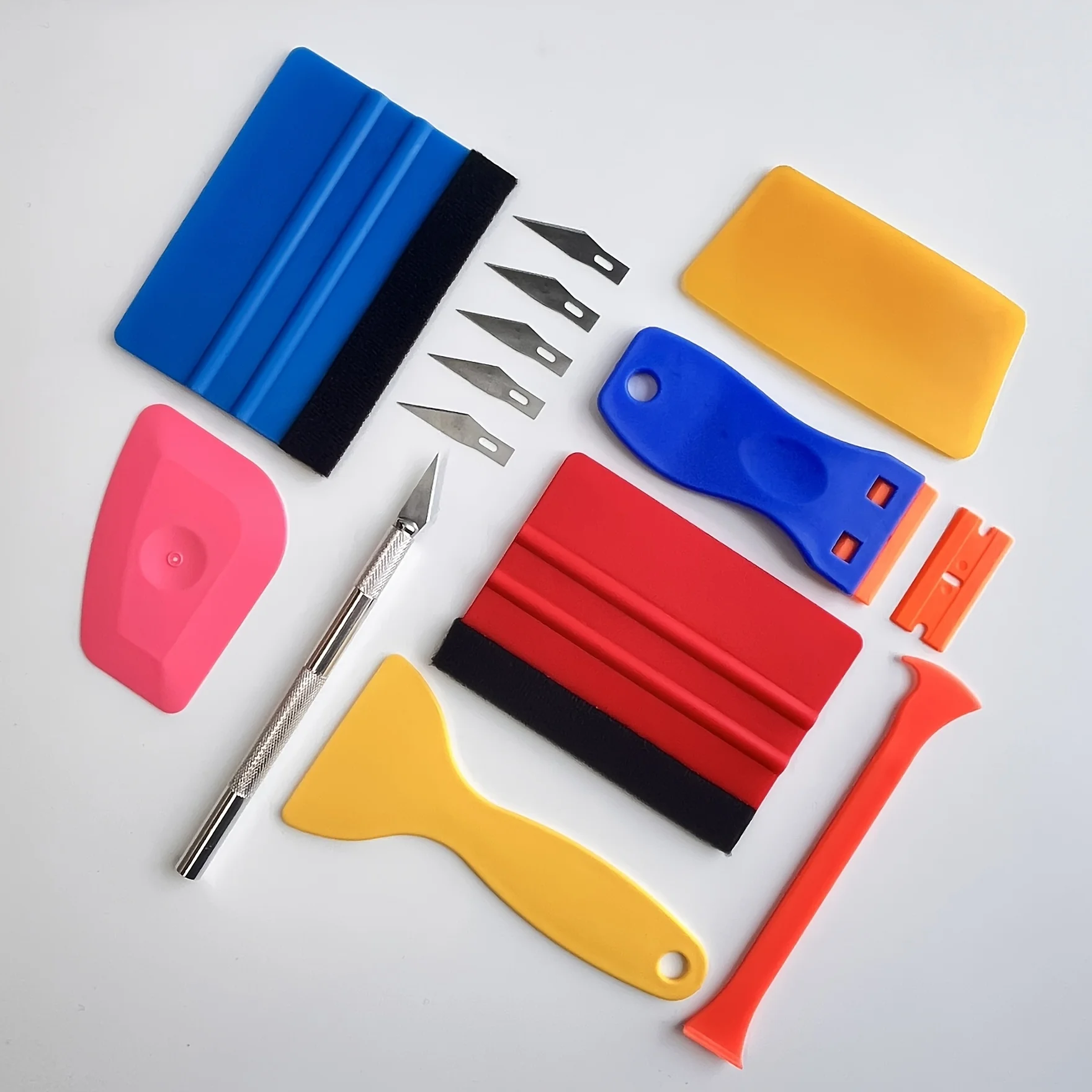 14pcs Automotive Exterior Modification And Film Application Tool Kit Includes MultiFunction Felt Scraper Corner Trimmer
