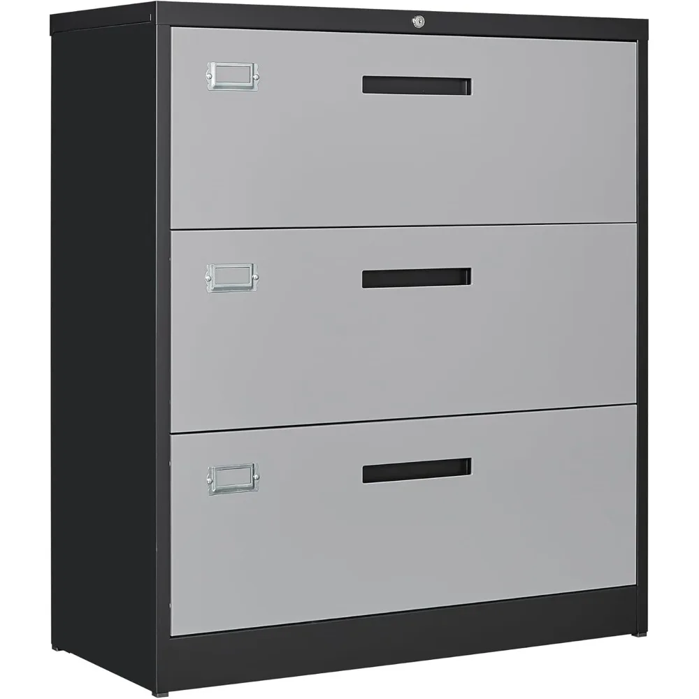 خزانة ملفات مع قفل جانبي 3 أدراج خزائن حفظ الملفات المعدنية-تخزين تنظيم للمنزل والمكتب-حرف معلق/قانوني/F4/A4 S