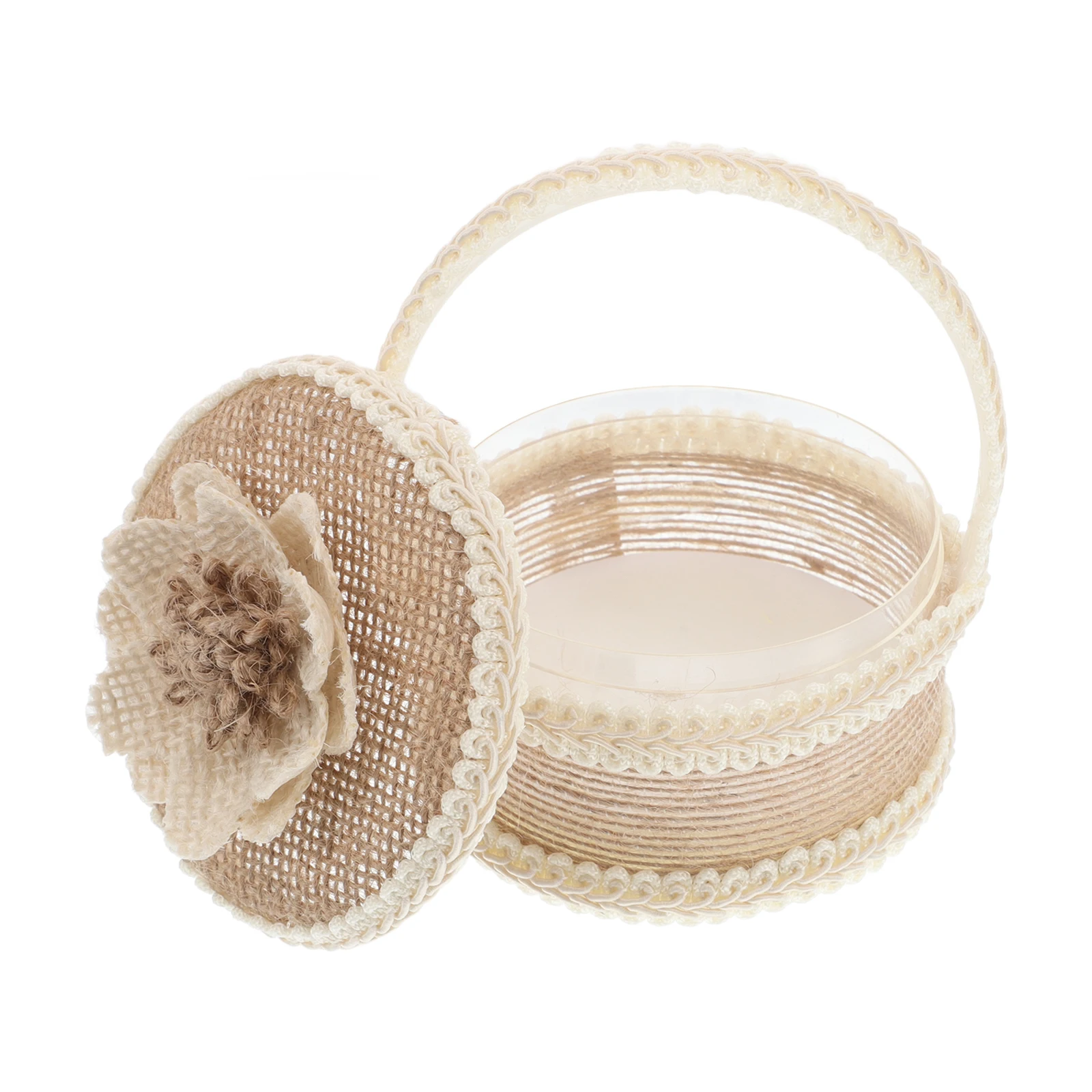 

Vintage Wedding Ring Bearer Box Burlap Flower Girl Basket Handcrafted Jute Ceremony Gift Wedding Ring Box Flower Girl Basket