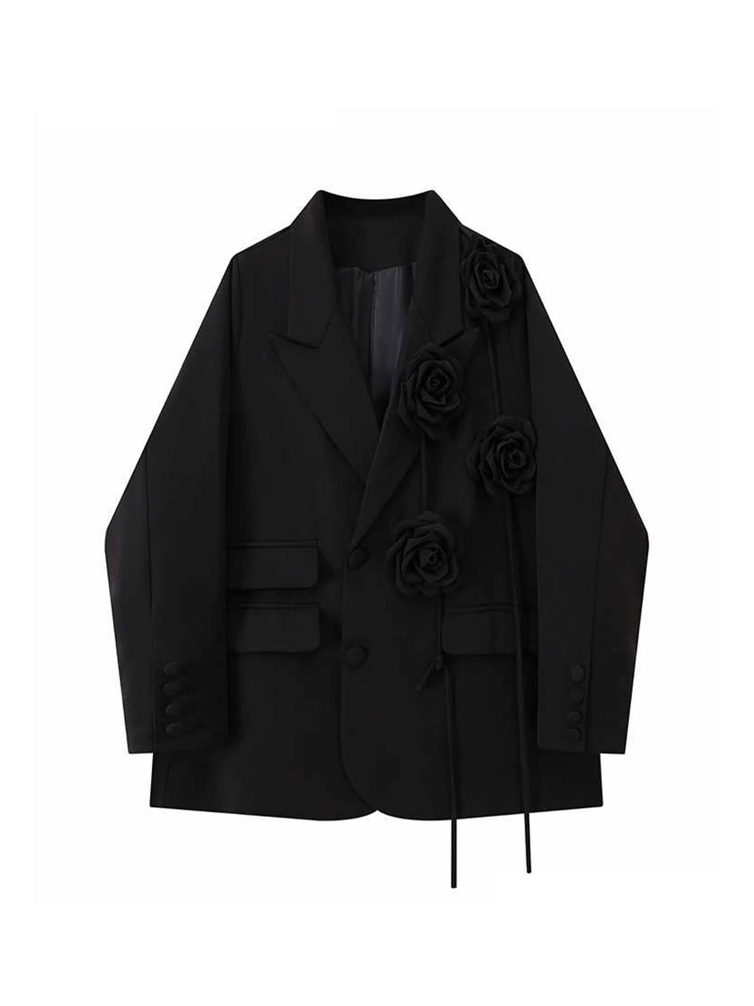 

Women's Black Gothic Blazer Coat Female Vintage Fashion Streetwear Harajuku Long Sleeve 3D Floral Suit Jacket Outerwear Clothes