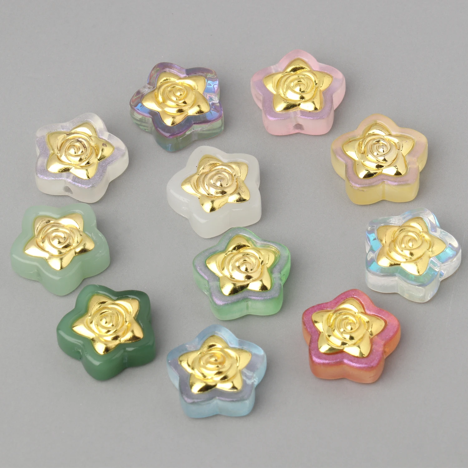 5/10/15/20pcs Transparency/Colour Czech Lampwork Crystal Rose Flower Beads Loose Spacer Beads For Jewelry Making DIY Accessories