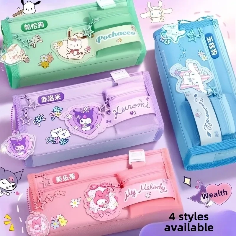 

Sanrio Series Pencil Case Kuromi Cartoon Animation Kawaii Good-Looking Large Capacity Children Pencil Storage Toy Stationery Box