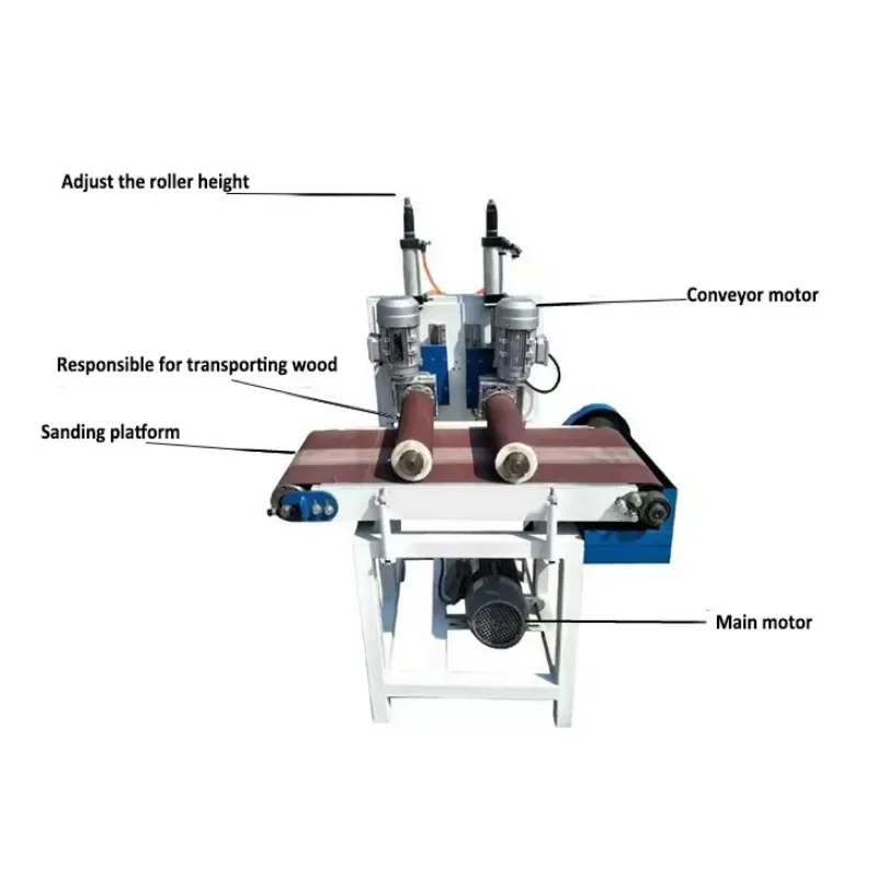 Woodworking Machines Double-Roller Drum Sander Belt Sander Polishing Grinding Wood Sanding Machine