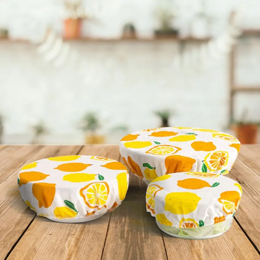 3 قطعة/المجموعة قابلة لإعادة الاستخدام وعاء يغطي جرة الأغطية التفاف الفاكهة نمط الغذاء تخزين يغطي الأناناس الليمون نمط 3 حجم الخبز التدقيق غطاء #2