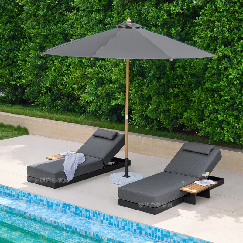 Sun Loungers,Outdoor Bed,Outdoor Aluminum Alloy Pool Lounger, Designer Model Courtyard Villas, Sunbathing Bed, Waterproof And-Re