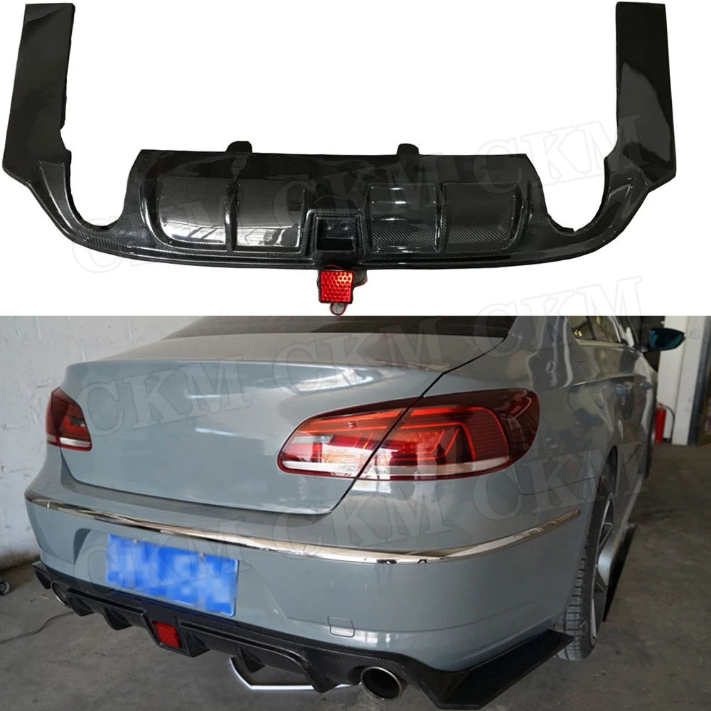 For CC Carbon Fiber Rear Bumper Lip Diffuser Spoiler For Volkswagen Passat CC Sedan 4 Door 2013 2014 2015 2016 Car Styling FRP