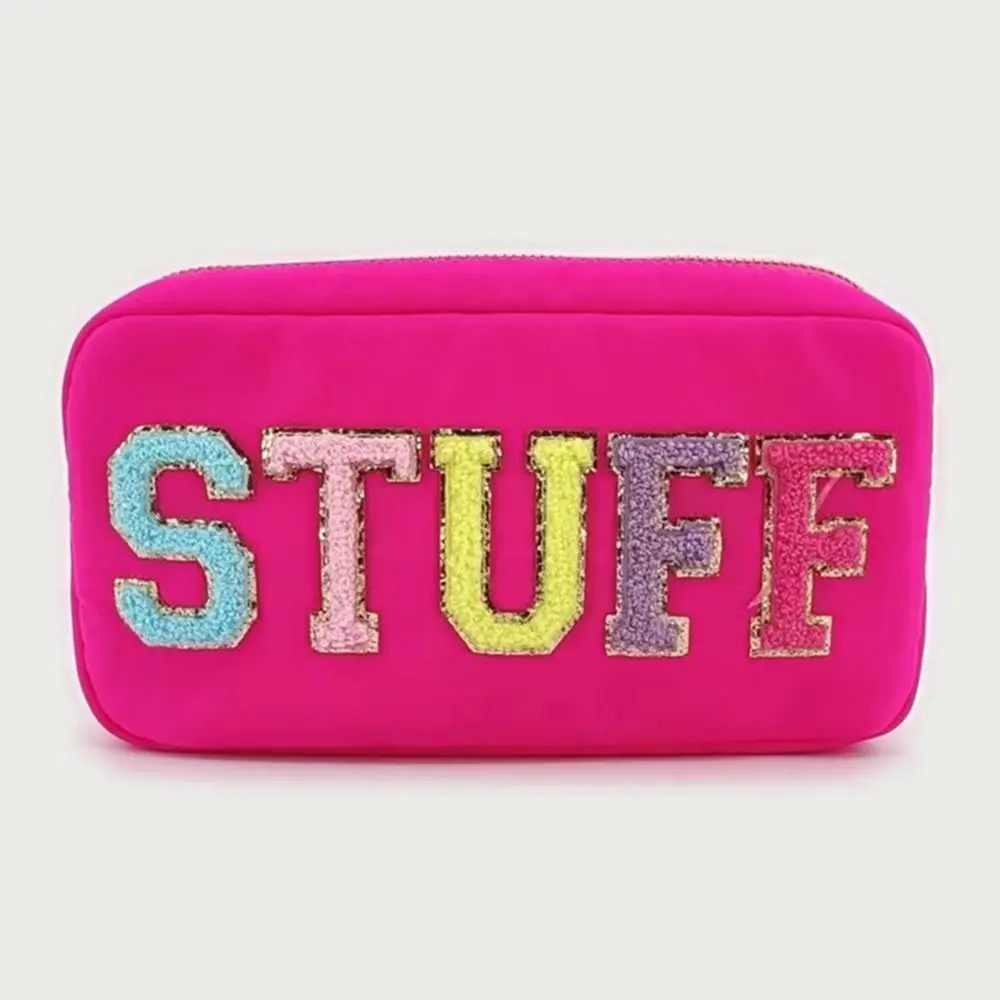 

Fashion Letter Embroidery Cosmetic Bag Nylon Large Capacity Makeup Bag Handheld Toiletry Storage Bag Women