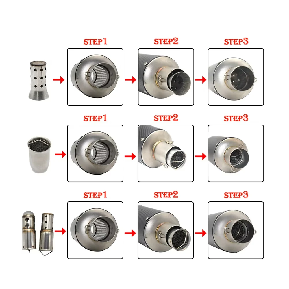 Universal 50.8mm 60mm Motorbike Front Catalyst DB Killer Removable for Motorcycle Exhaust Muffler image 6