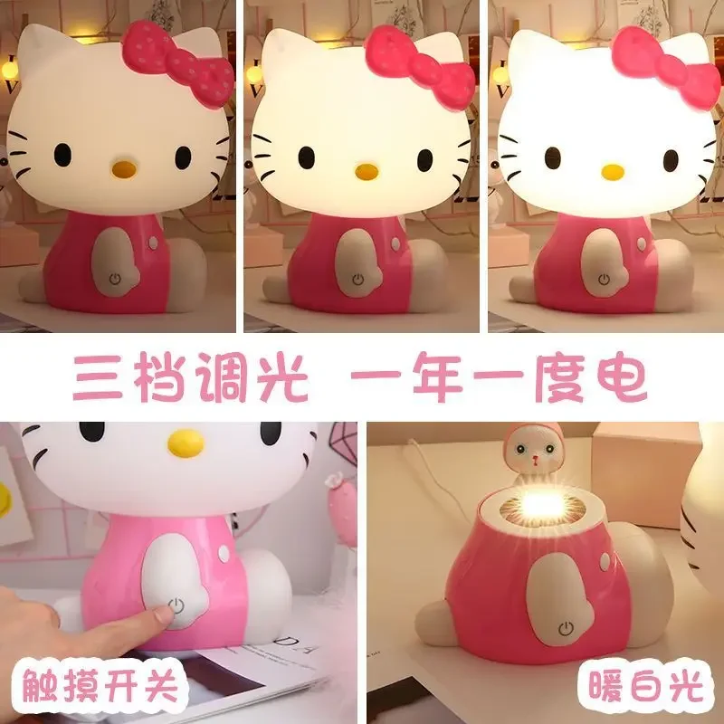 Hello Kitty 3D LED Small Night Lamp Touch Plug-in Baby Feeding Home Bedroom Dreamy Eye-care Sleeping Lamp Bedside Room Decor