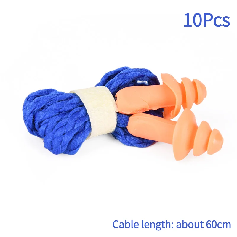 10Pcs Soft Silicone Corded Ear Plugs Reusable Hearing Protection Earplugs New.