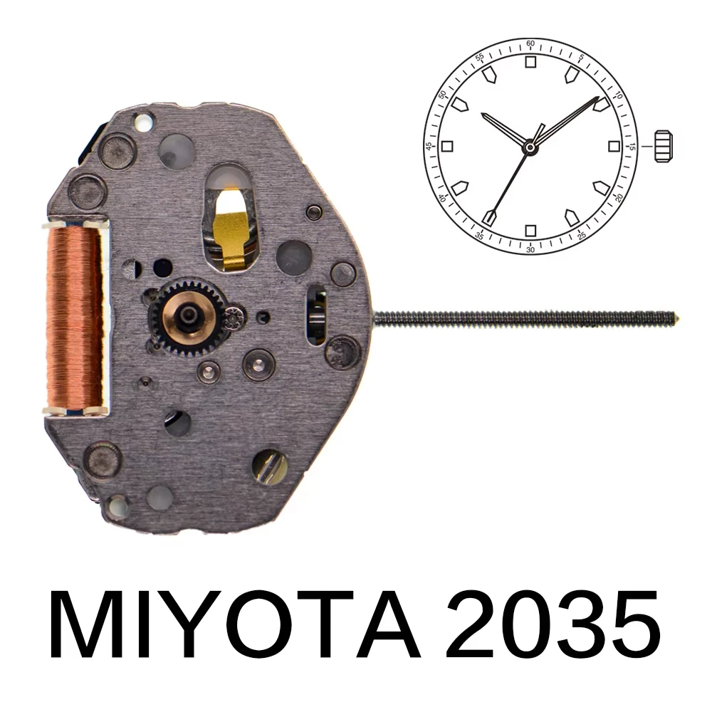 Miyota 2035 Quartz Movement Watch Parts - Three-Hand Calendarless High-Quality Repair Accessories for Watchmakers