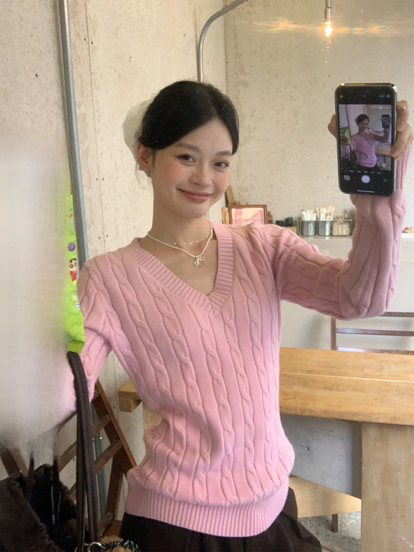 

Свободный повседневный вязаный свитер женский зимний в корейском стиле с V-образным вырезом и бахромой, мягкий, с длинными рукавами, удобный, дышащий