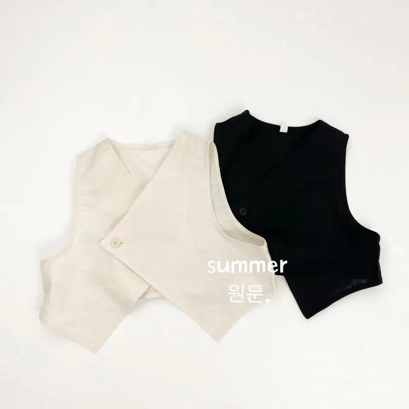 

2025 Summer New Children Sleeveless Coat Fashion Boys Loose Irregular Vest Cotton Girls V-neck Cardigan Kids Casual Vest Jacket