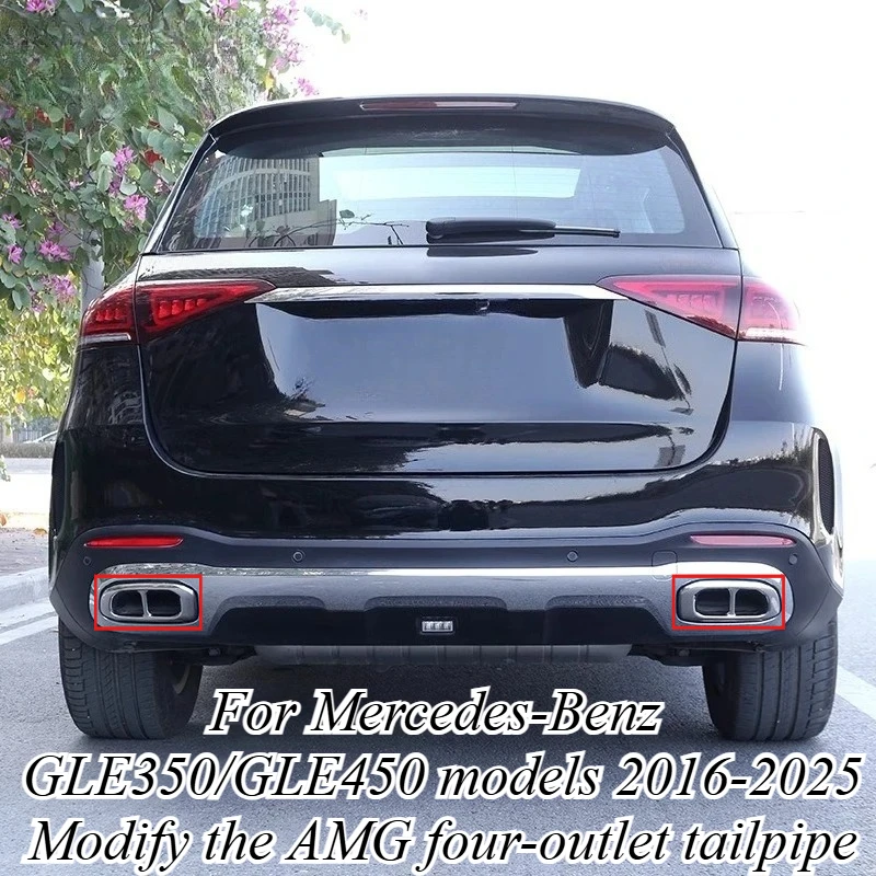 

For Mercedes Benz GLE GLS W167 X167 2016-2023 Exhaust Pipe Tip Cover Quad Outlet Gloss Black Car Styling Accessories Universal
