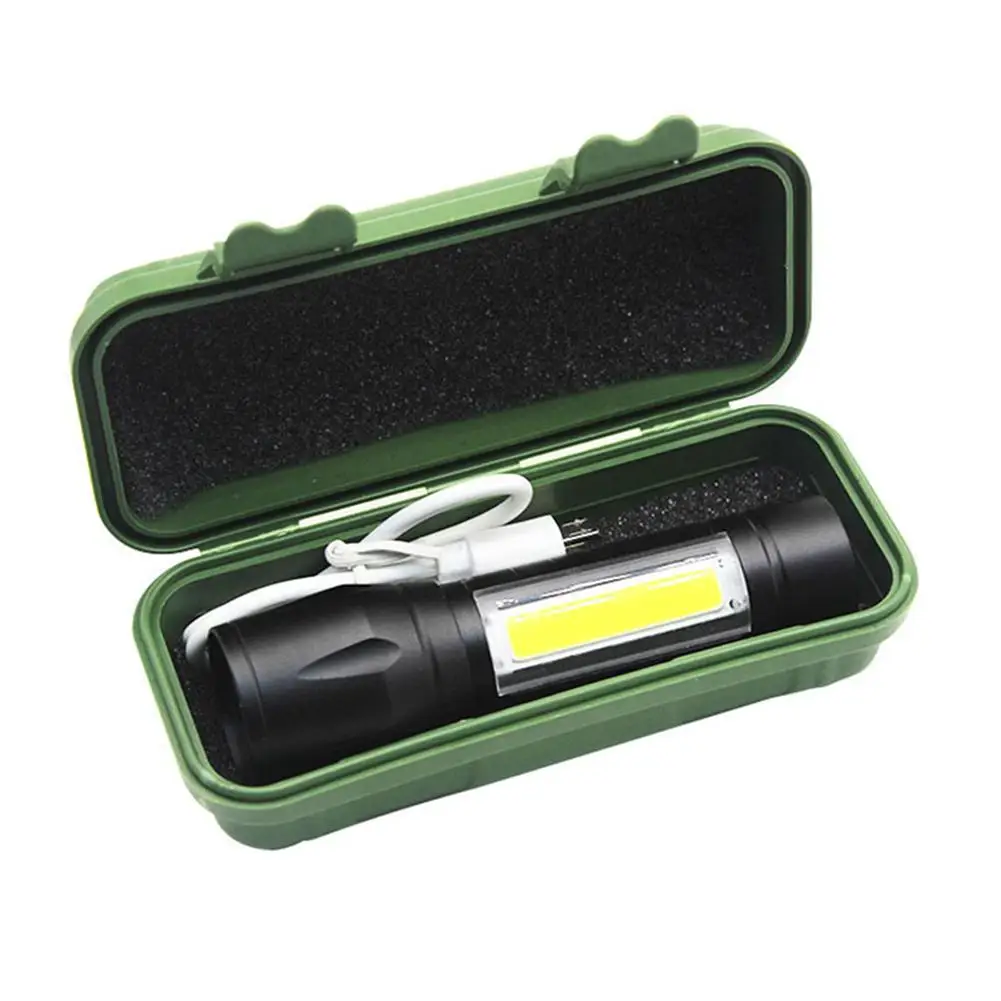 Built In Battery Q5 Portable Mini Led Flashlight Zoom Torch COB Lamp 2000 Lumens Adjustable Penlight Waterproof for Outdoor