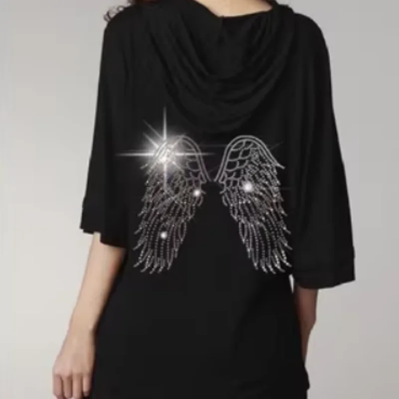 

2pc/lot A Pair of Wings Hot Fix Rhinestone Iron-On Stickers Transfer Motif Design Applique Patches for Cap Bag