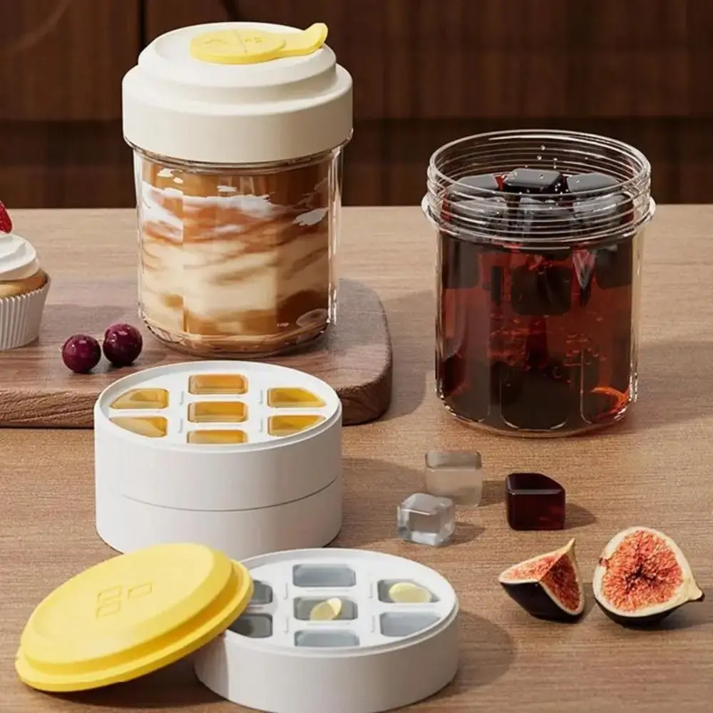 

Portable Ice Maker Coffee Cup Press Type with Sealing Lid Ice Tray Mold Water Cup 400ml Leakproof Drinking Ice Cube Cup