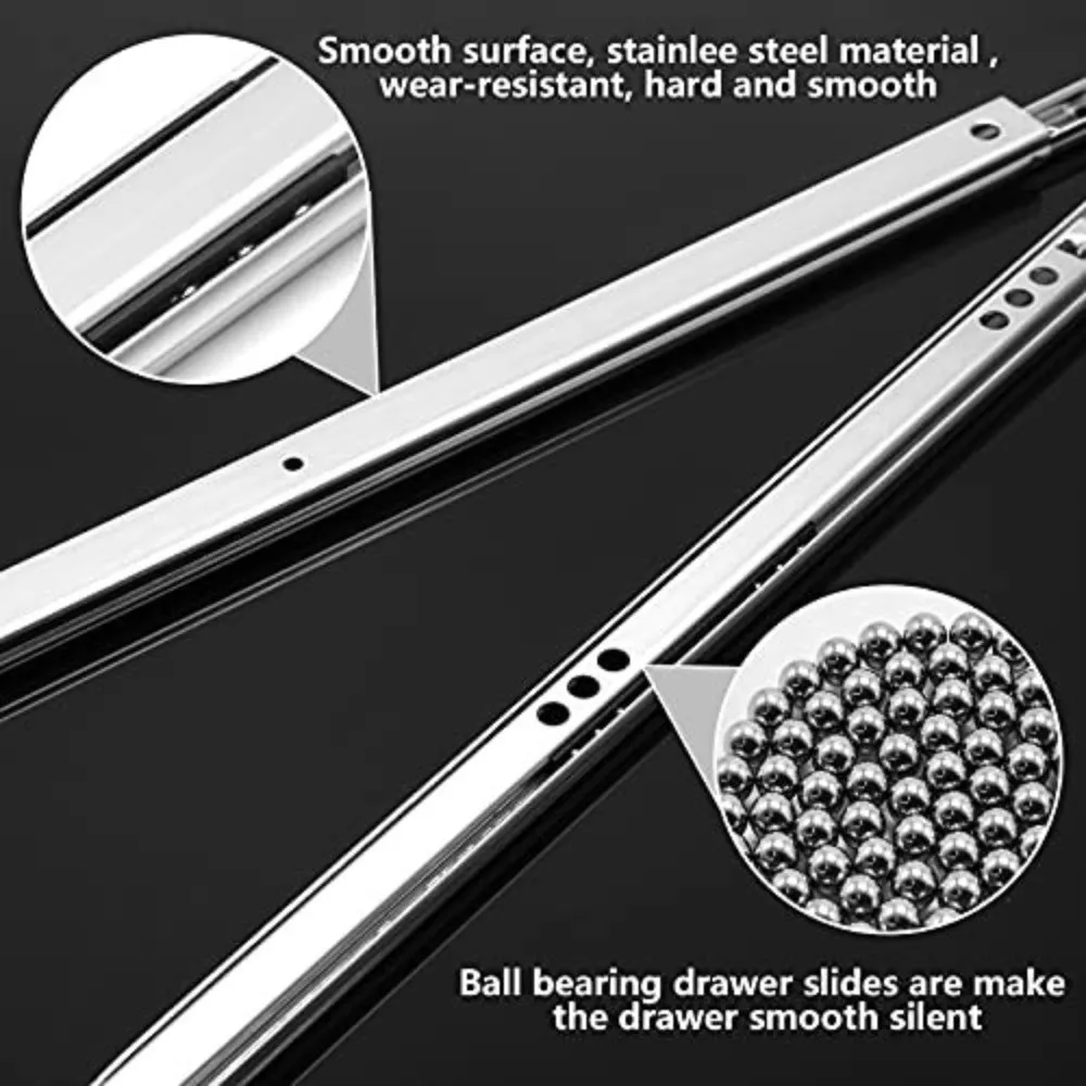 2 قطعة جديد السلس الإنزلاق تحمل درج الشرائح اتجاهين الشريحة 17 مللي متر واسعة درج السكك الحديدية درج الشرائح خزانة