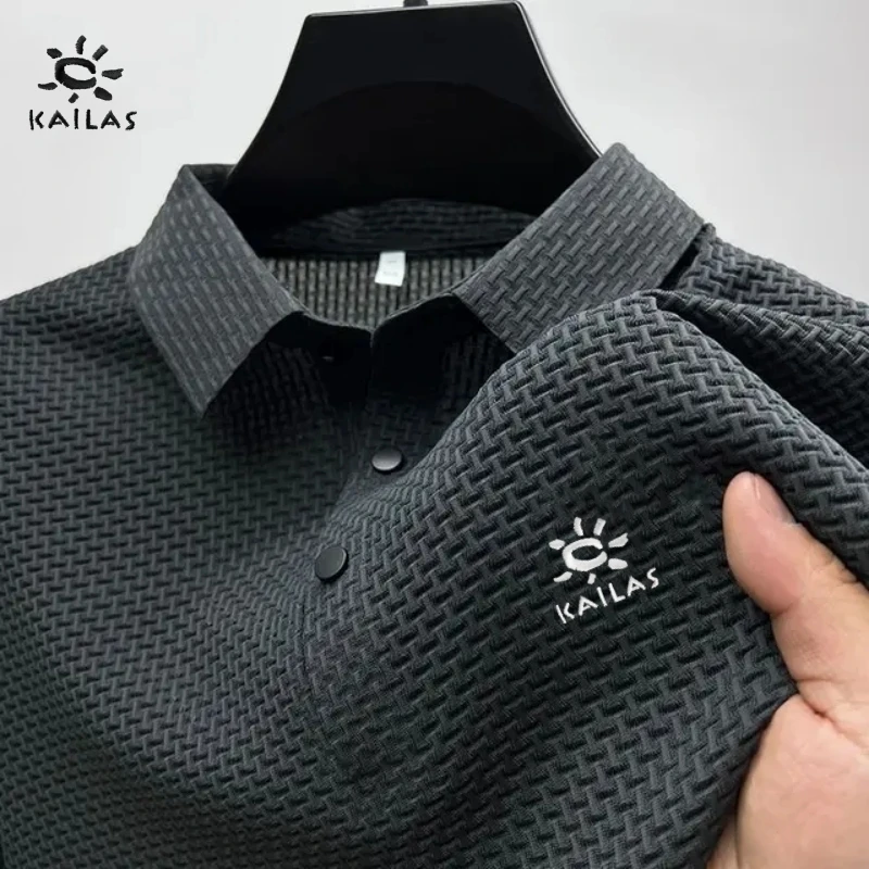 Summer New Embroidered Silk Elastic Polo Shirt for Men's Luxury Trend Fashion Leisure Breathable Cool Short Sleeved T-shirt Top