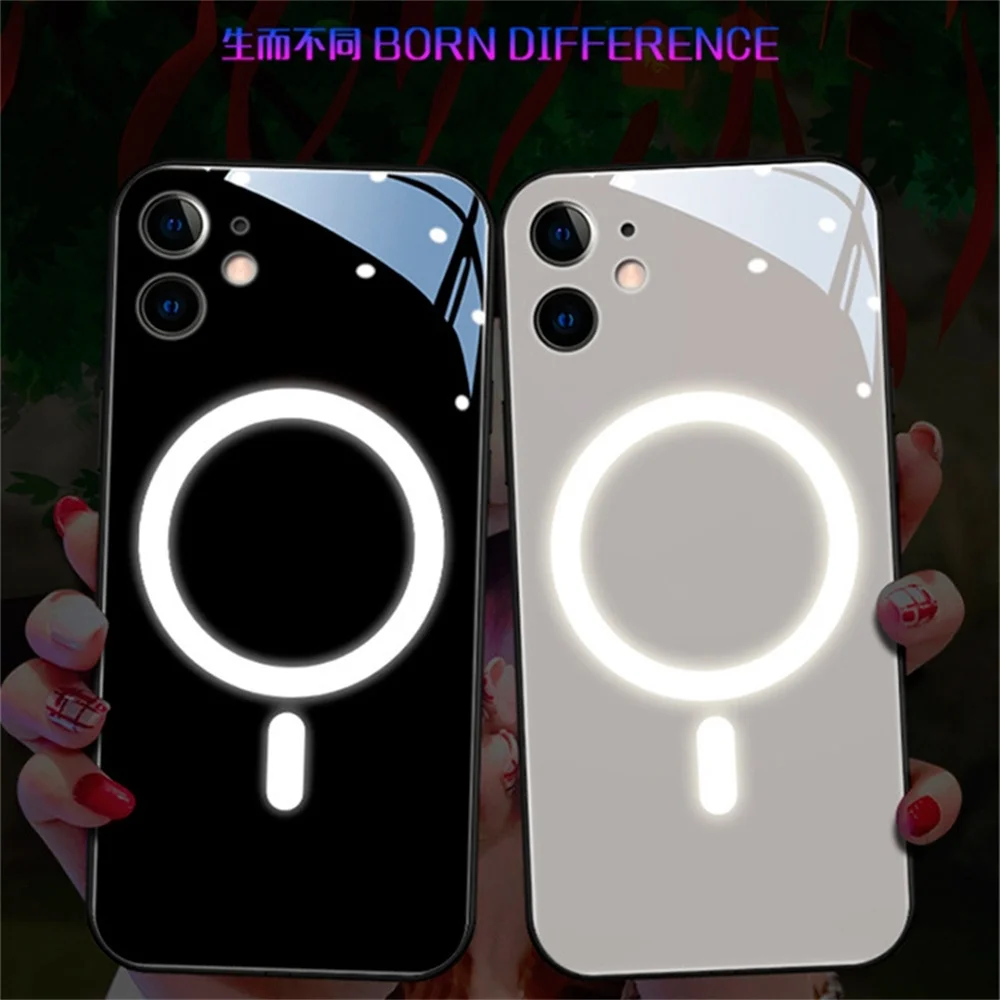 

Incoming Light Flash Back Shell Case LED Phone Glass Cover For Samsung A54 A53 A52 A51 A12 A14 A21S A50 A73 A72 A71