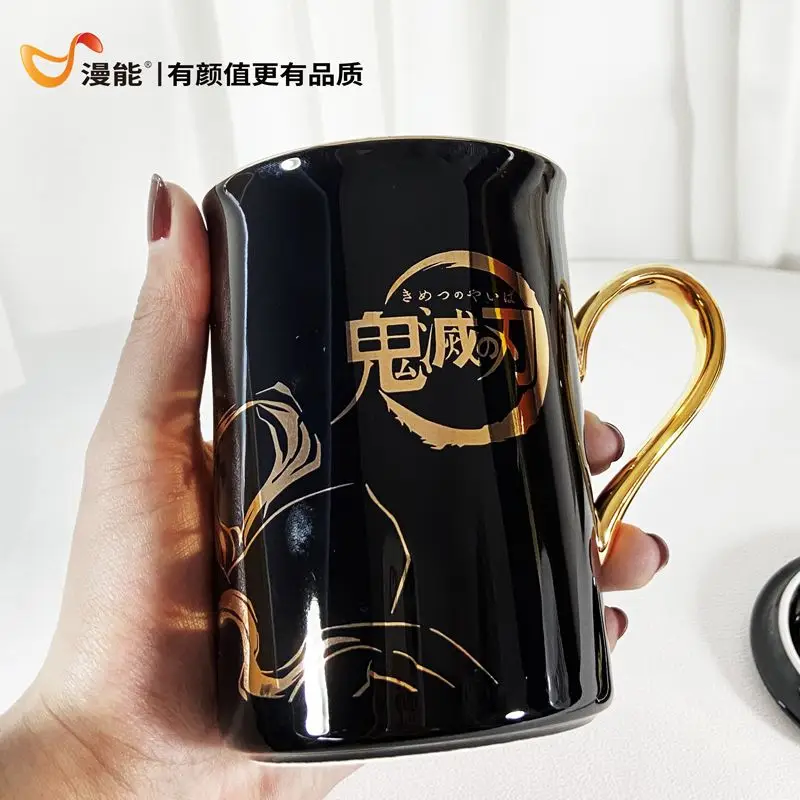 Caneca de cerâmica com lâmina de matar fantasma, com tampa, xícara de café simples personalizada, anime, animação japonesa, adereços periféricos