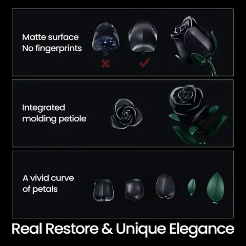 Svarta rosor byggklossset 3 delar simulerade blommor bukett växt heminredning blommodell tegelstenar presenter för flickor kvinnor vuxna 10 best sales bukett tegelsten - №2