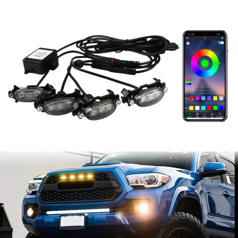 

Car Grille LED Lights For Toyota Tundra Tacoma Ford F150 Raptor Style RGB Colorful Lamp Kit Wireless Control Lights