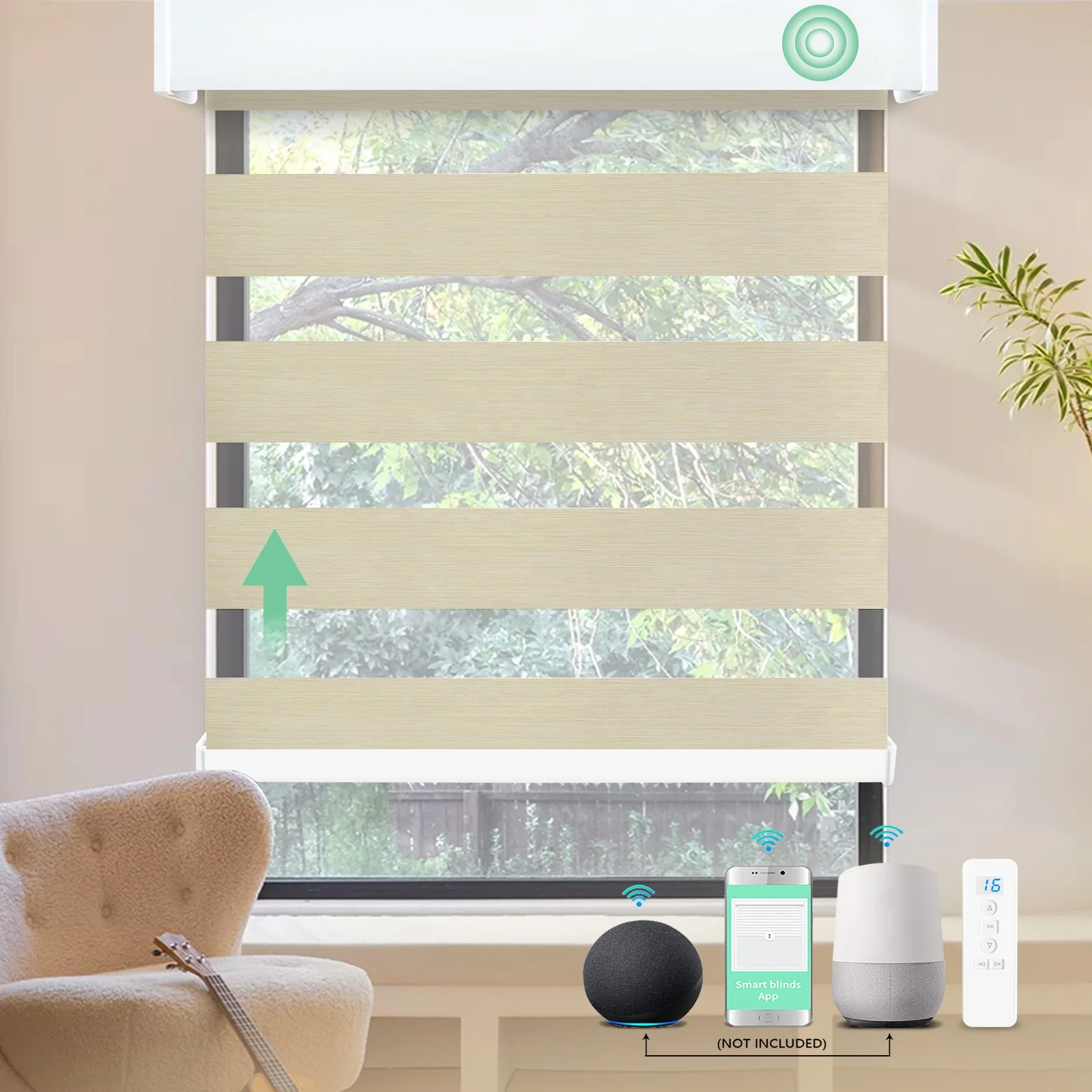 

Modern Smart Remote Control Blackout Motorized Dual Modern Electronic Motor Roller Shade Zebra Blinds for Window