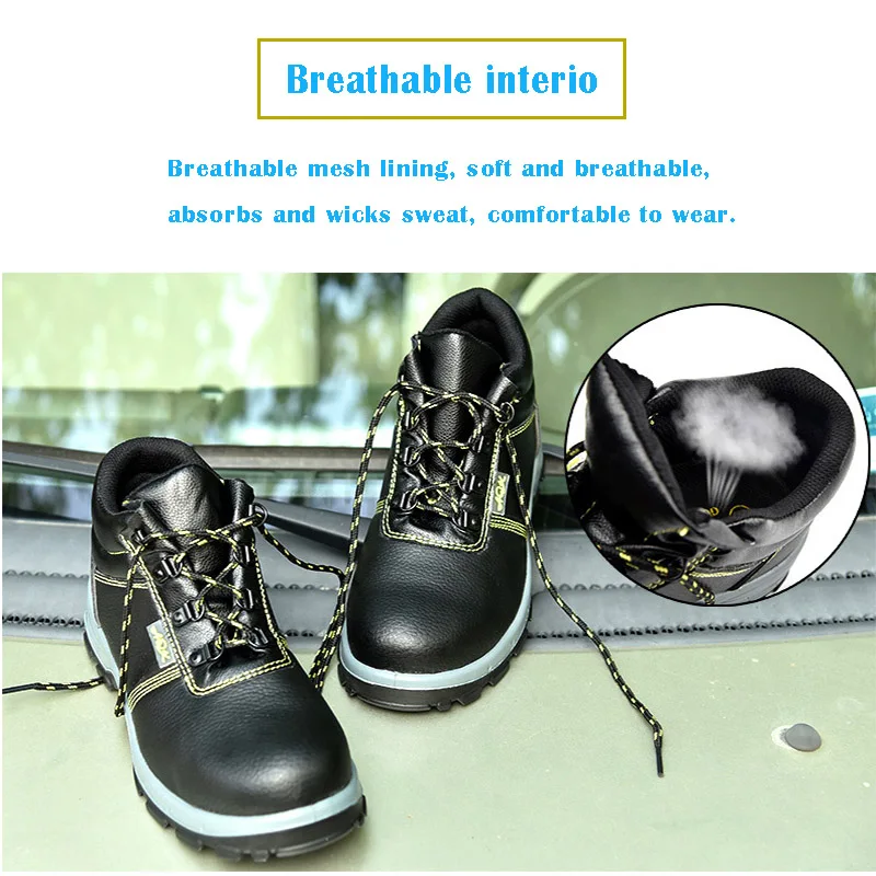 Anti smashing and puncture lychee patterned leather safety low top shoes with steel toe caps and cowhide welding insulation shoe