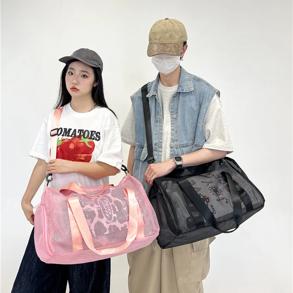 

Сетчатая дорожная сумка-даффл для ручной клади, спортивная сумка с отделением для обуви, сумка для багажа с разделением на сухую и влажную зоны, большая вместимость для путешествий на природе