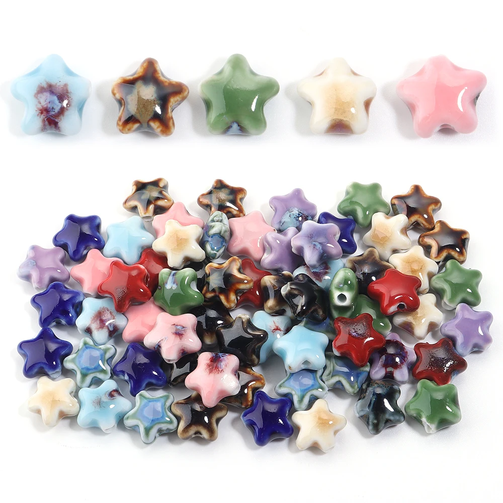 5 Teile/los Stern Keramik Perlen Bunte Lose Spacer Stern Perlen Für Schmuck Machen Spacer Perlen DIY Armband Halskette Zubehör