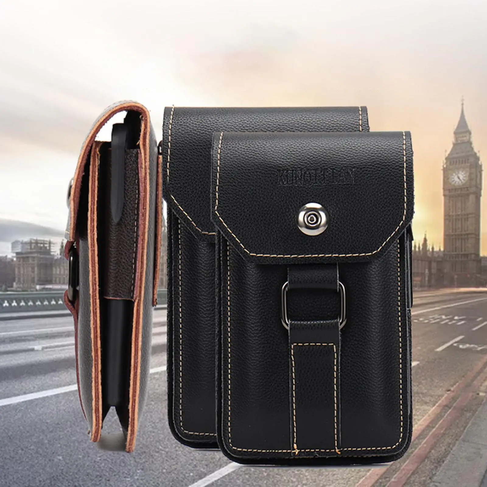 Mens Belt Bag Phone Pouch PVC Waist Pack Wallet Purse for Travel Hiking Trekking Fishing Outdoor Gear