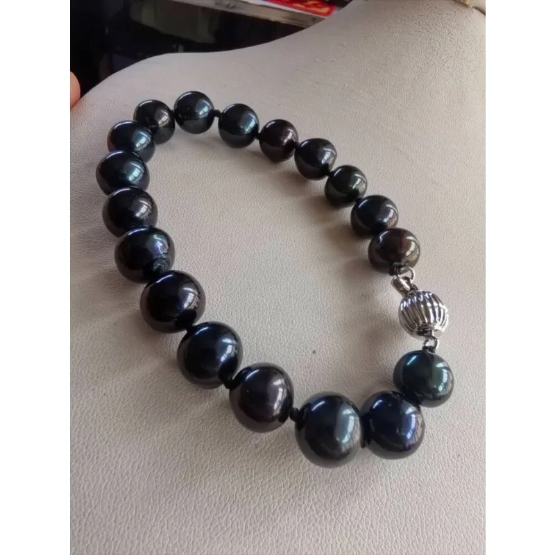 AAAA LUSTER 10-11mm Authentic Natural Tahitian Black Pearl Bracelet 7.5-8 inches