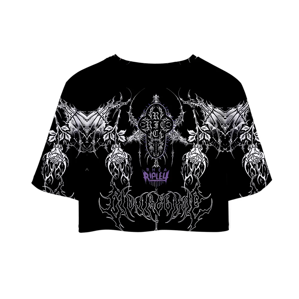 Rhea Ripley Merch Top T-Shirt O-Ausschnitt Oversize Tops Damen T-Shirt Alltagskleidung Bedruckte Freizeitkleidung