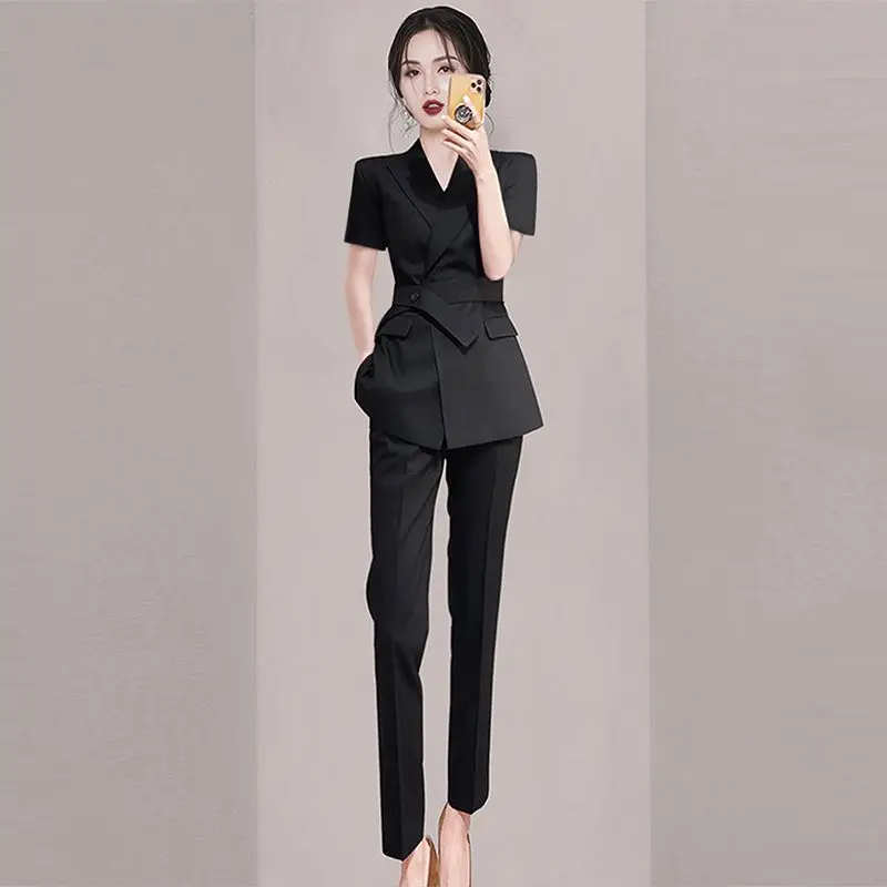 Professional Set Women\'s 2024 Spring/Summer Korean Edition Foreigner Fashionable and Advanced Sense Age Reducing Two Piece Set