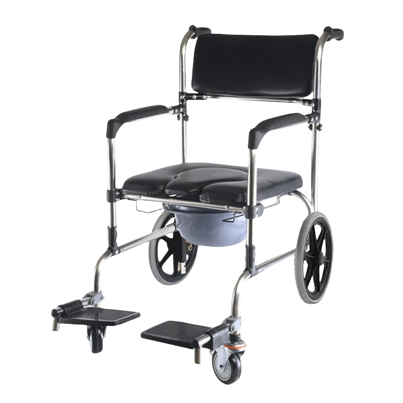 Muebles para personas mayores, carrito de equipaje autopropulsado, taburete interior, asiento de ducha, respaldo extraíble, conjunto de herramientas de acero inoxidable, silla duradera