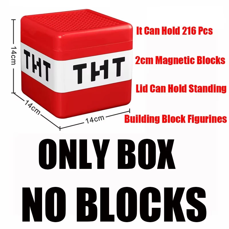 Magnetic Building Blocks TNT Storage Box Snack Toy Block Storage Bucket Plastic Organizer Container DIY Assembly Toys For Kids