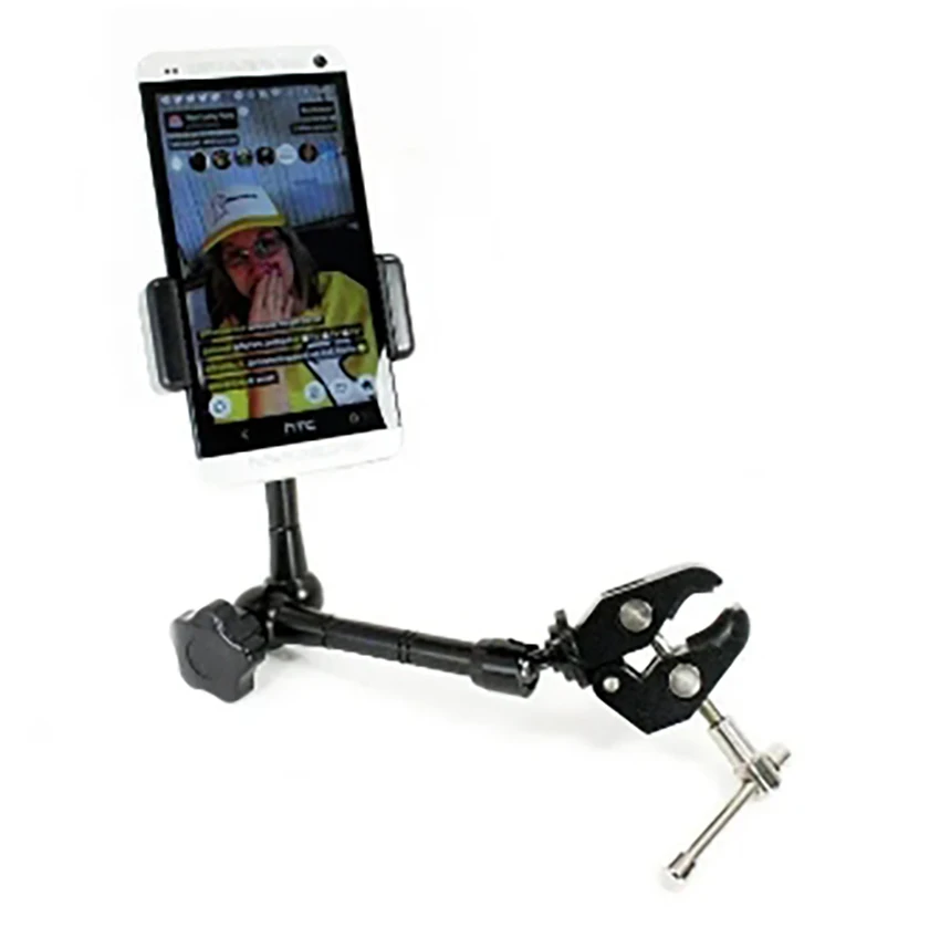 4 عجلة منضدة المحمول المتداول المنزلق دوللي سيارة مع الهاتف الذكي المشبك جبل عدة