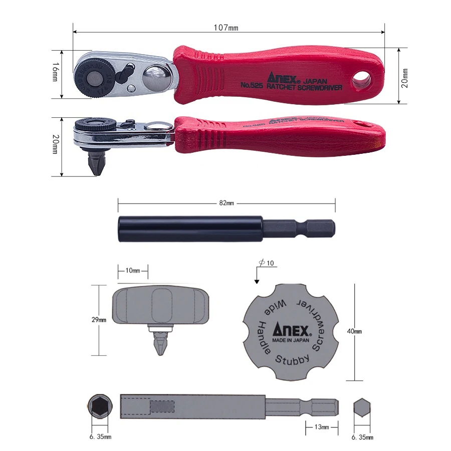 ANEX 52 in 1 Ratchet Screwdriver Set 1/4 \