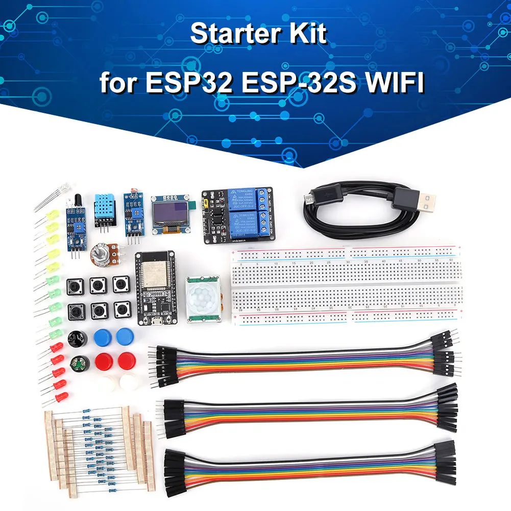 Kit de aprendizaje de proyectos con caja de almacenamiento, Kit de inicio básico para ESP32 ESP-32S WIFI I OT, placa de desarrollo Oled de 0,96 pulgadas para Arduino