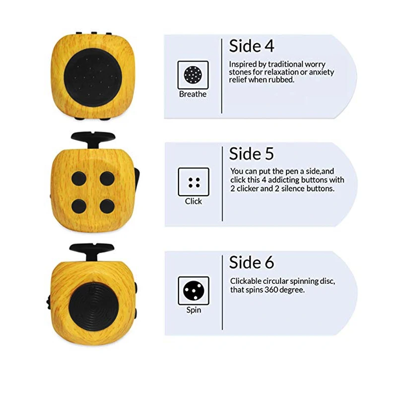 6 Sides Fidget Cube Sensory Toys For Adults and Kids with ADHD ADD OCD Autism Anxiety Anti Stress Relive EDC Hand Fidget Toys