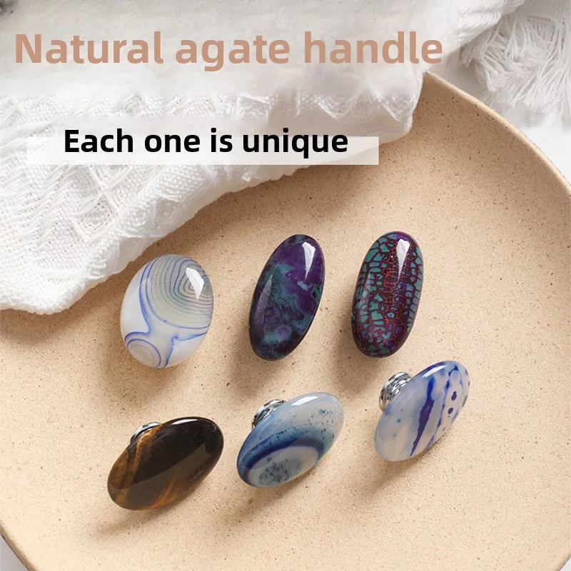 Nordic Luxury Agate Pull Handle, Aluminum Alloy Crystal Handle, Cabinet Vanity Cabinet Storage Cabinet Knob Home Hook Decoration