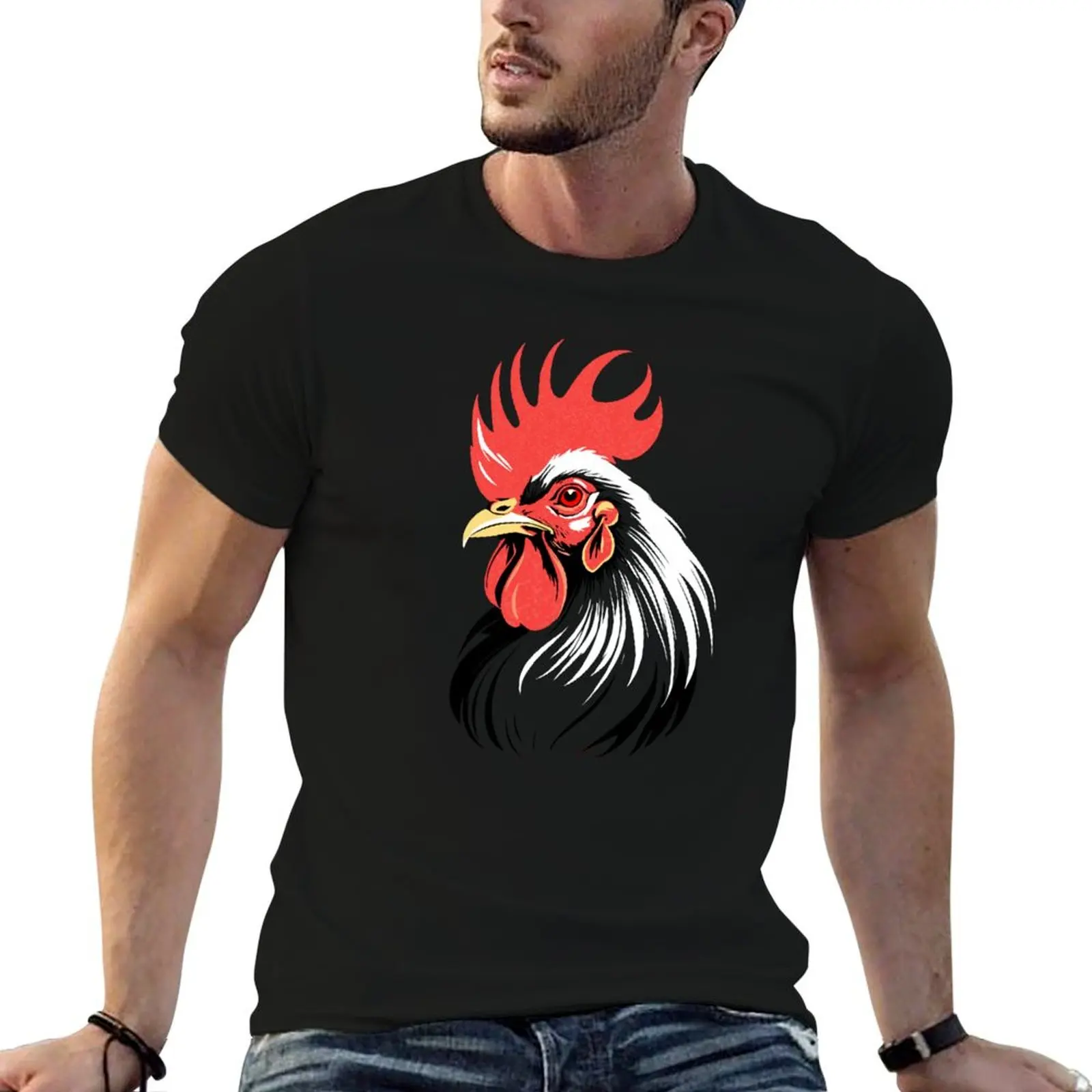 Rooster T-Shirt korean fashion customizeds heavy weight t shirts for men