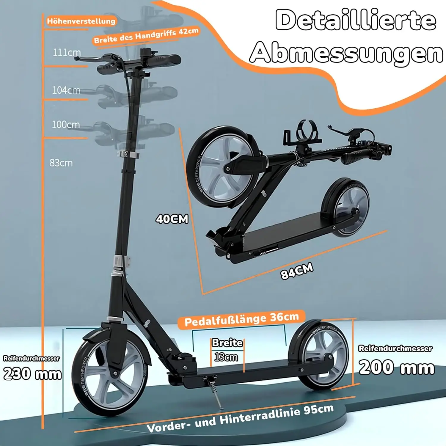 Trottinette pour enfants, grande roue en PU 9 pouces, pliable, légère, scooter pour adolescents et adultes, charge maximale de 330 lb, scooter professionnel, 4 réglables