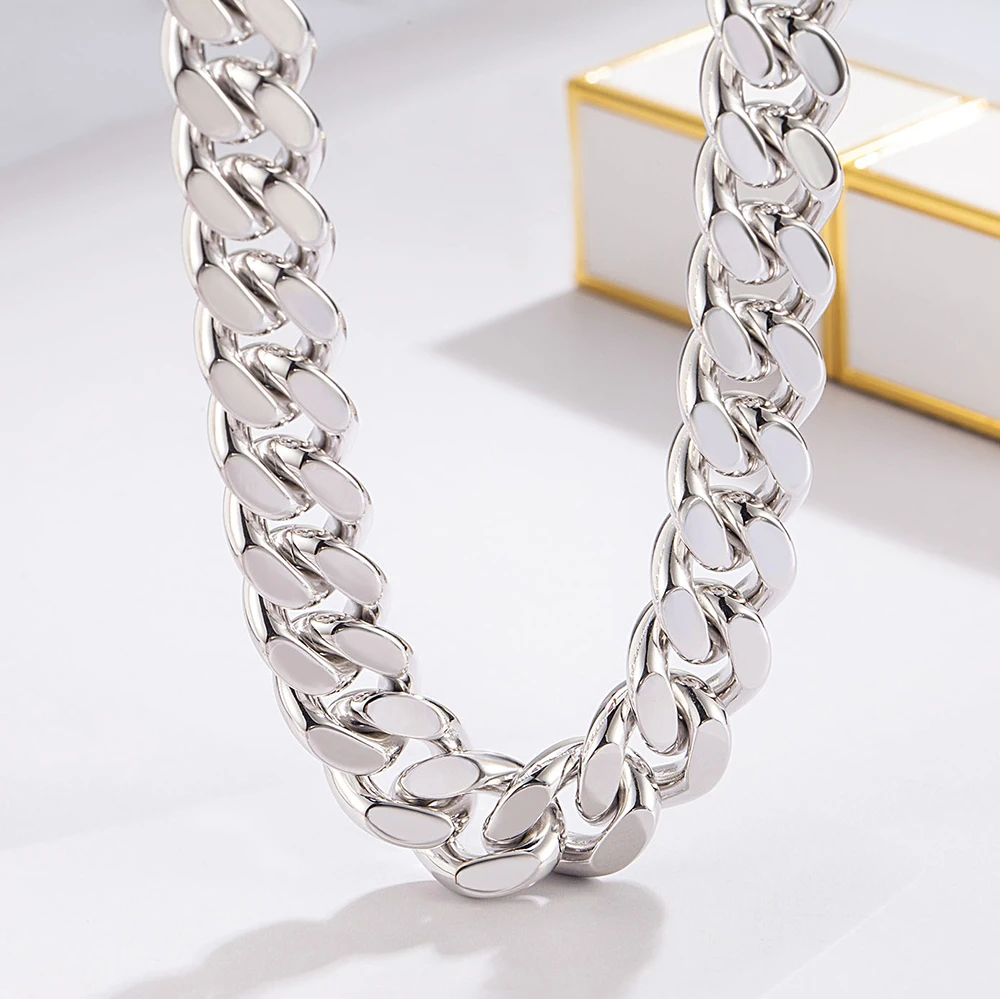 Men's 925 Sterling Silver Hip Hop Necklace 12mm Wide Bold Streetwear Chain Jewelry Daily Wear Vacation Party Birthday Gift