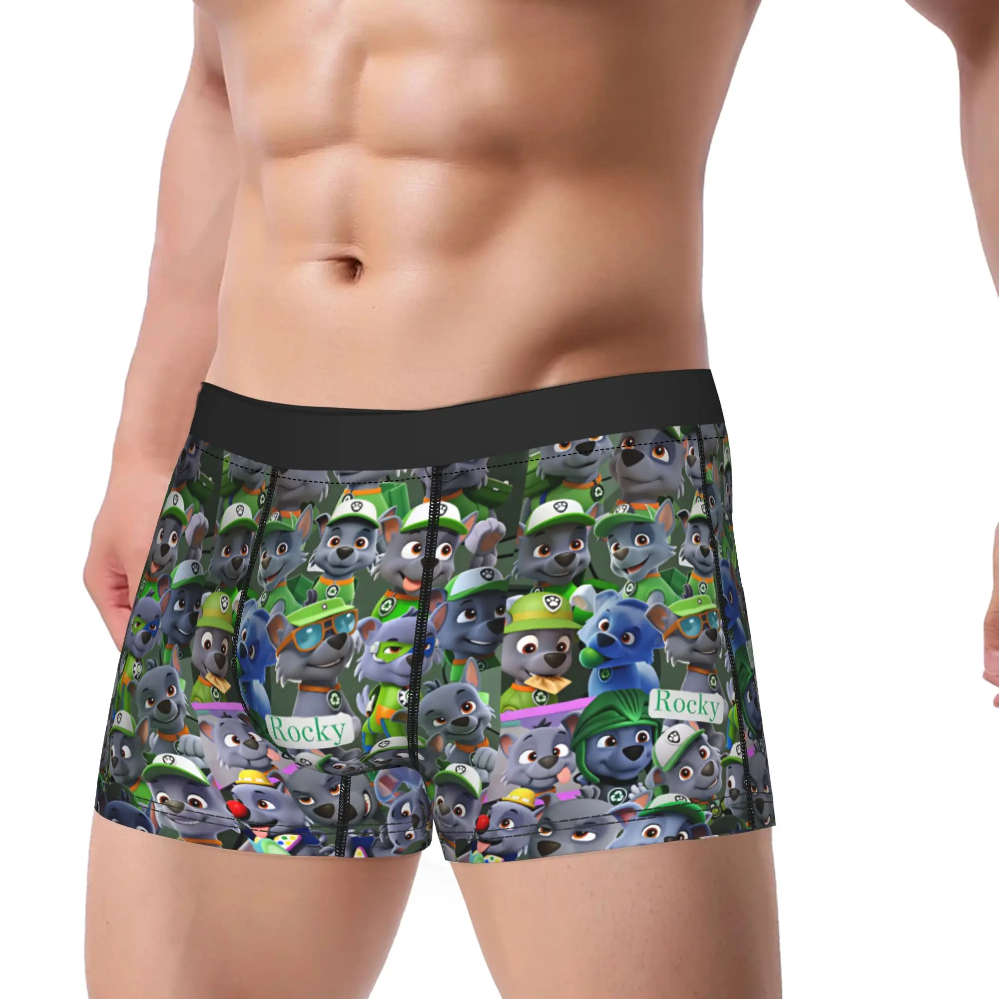 Paw Dogs Rocky Character Art Underwear  Breathable Panties Customs Shorts Briefs For Man 3D Pouch Oversize Trunk