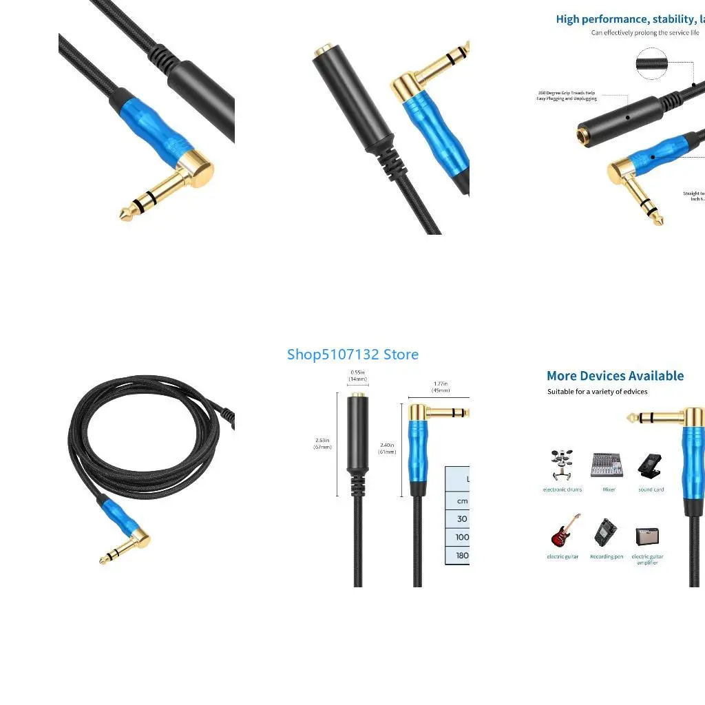 87HD 6.35mm 1/4inch Male to 1/4 Female 6.35 Extension Wire for Speakers Auditory Extender