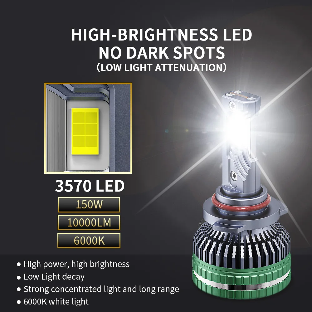 Oprah H7 H11 LED Car Headlight Bulbs H4 Hi/Lo Beam 9005/HB3 9006/HB4 150W 3570 SMD 30000LM For Auto Headlamp Fog Light 12V White