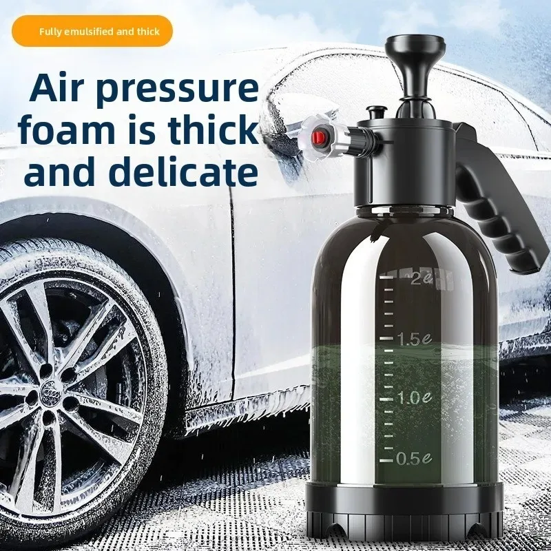 2L Handheld Foam Sprayer For Car Washing, Manual Pressure Foam Cannon With Dual Nozzles, Safety Valve, Garden Watering Bottle